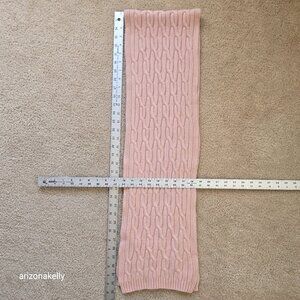 Ralph Lauren Pink Cable Knit Scarf Cotton/Wool Blend Preppy